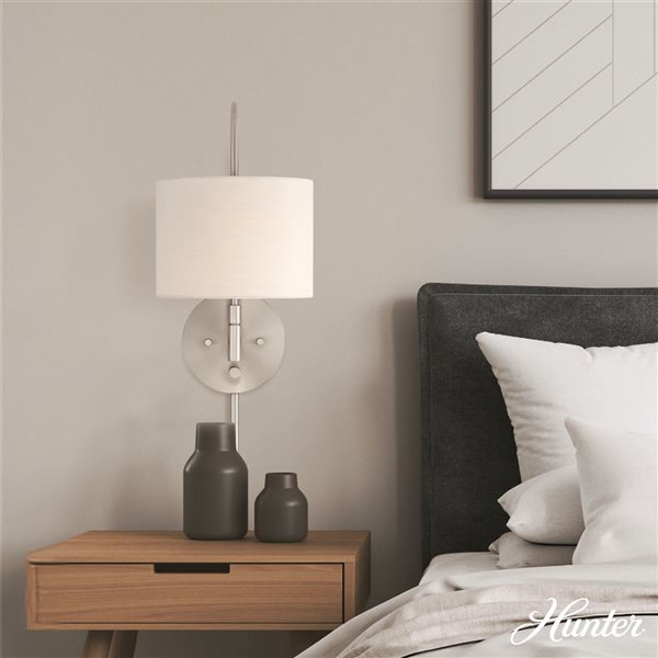 Hunter Horizon Large 1-Light Wall Sconce - Brushed Nickel
