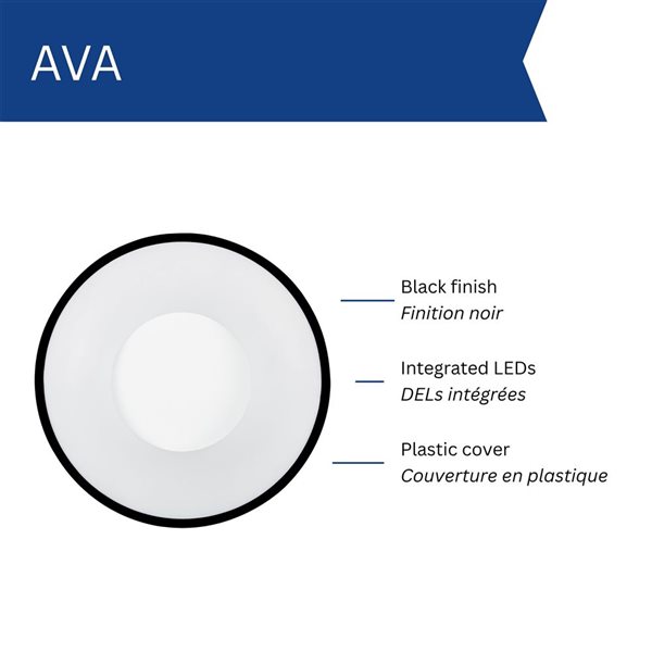 Luminus Ava 14-in LED Integrated Flush Mount Dimmable Ceiling Lights - Black - 3/Pk