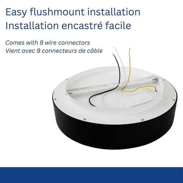 Luminus Ava 14-in LED Integrated Flush Mount Dimmable Ceiling Lights - Black - 3/Pk