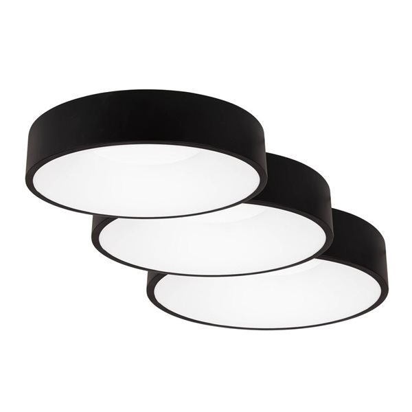Luminus Ava 14-in LED Integrated Flush Mount Dimmable Ceiling Lights - Black - 3/Pk