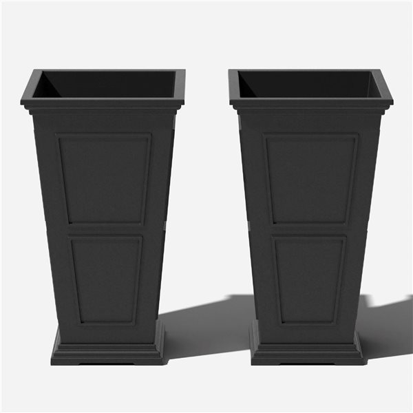 Veradek Brixton Tall 26-in Plastic Planter - Black - 2/Pk