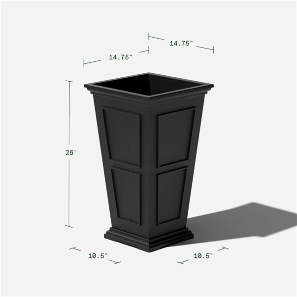Veradek Brixton Tall 26-in Plastic Planter - Black - 2/Pk