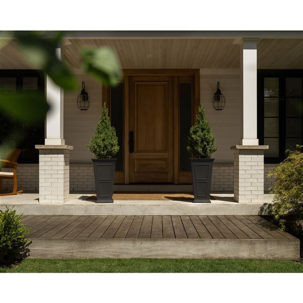 Veradek Brixton Tall 26-in Plastic Planter - Black - 2/Pk