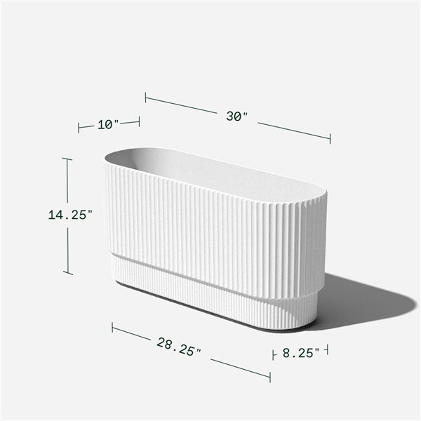 Veradek Demi Series 30-in Long Plastic-Stone Planter - White