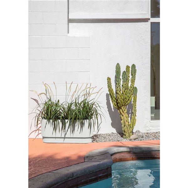 Veradek Demi Series 30-in Long Plastic-Stone Planter - White