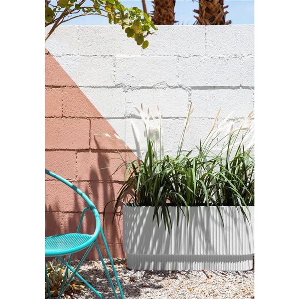 Veradek Demi Series 30-in Long Plastic-Stone Planter - White