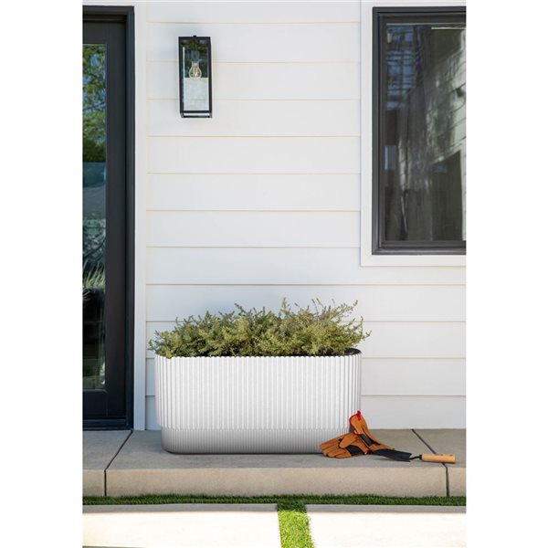 Veradek Demi Series 30-in Long Plastic-Stone Planter - White