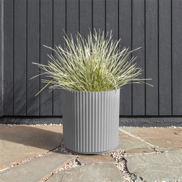 Veradek Demi Series 16-in Plastic-Stone Planter - Grey - 2/Pk