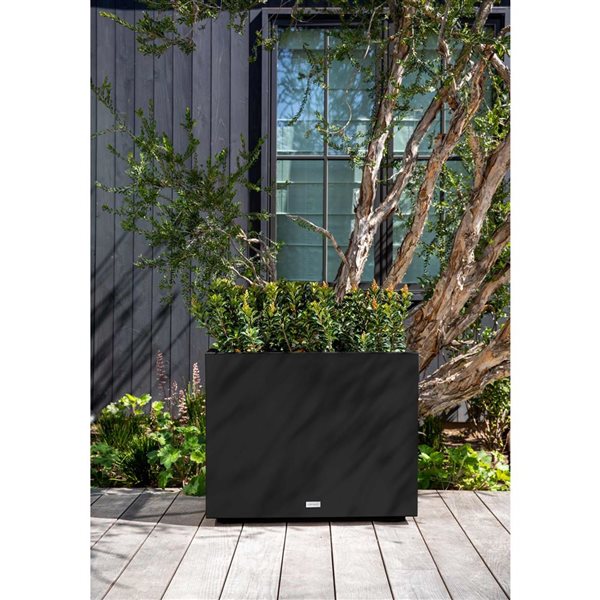 Veradek Block Series Span Short 24-in Plastic Planter - Black