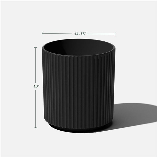 Veradek Demi Series 16-in Plastic-Stone Planter - Black - 2/Pk