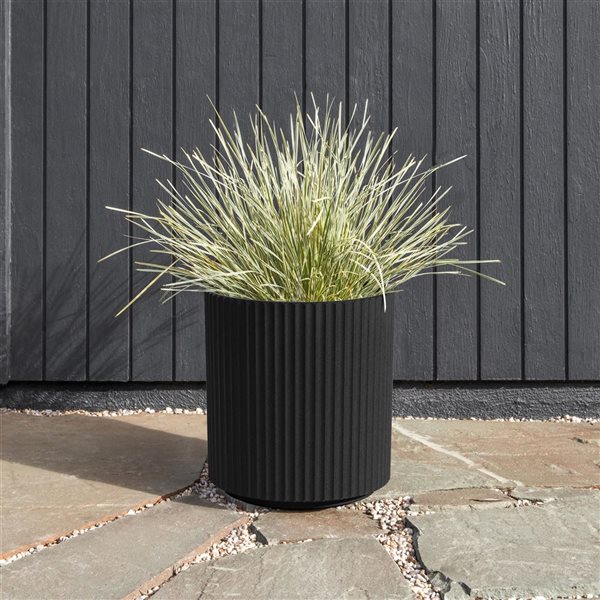 Veradek Demi Series 16-in Plastic-Stone Planter - Black - 2/Pk