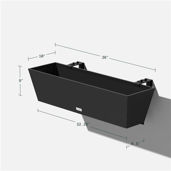 Veradek Pure Series Railing 36-in Plastic Planter - Black - 2/Pck