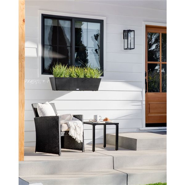 Veradek Pure Series Railing 36-in Plastic Planter - Black - 2/Pck