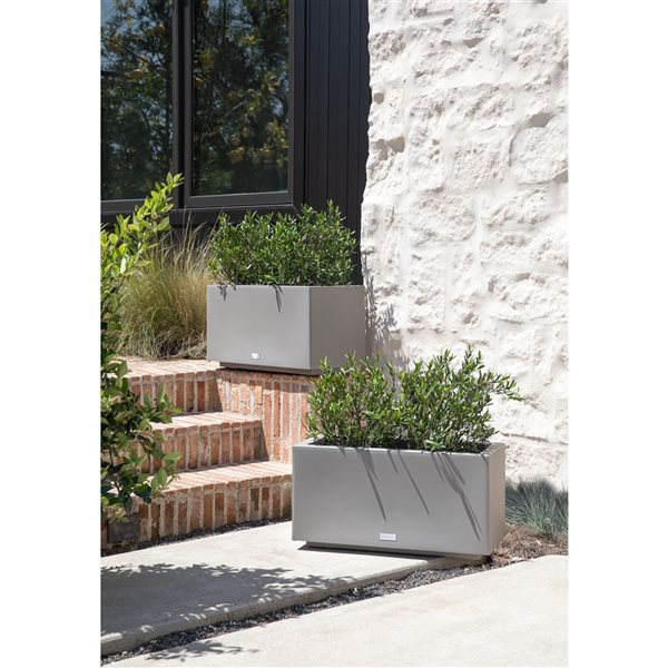 Veradek Block Series Long Box Small 25-in Plastic Planter - Grey
