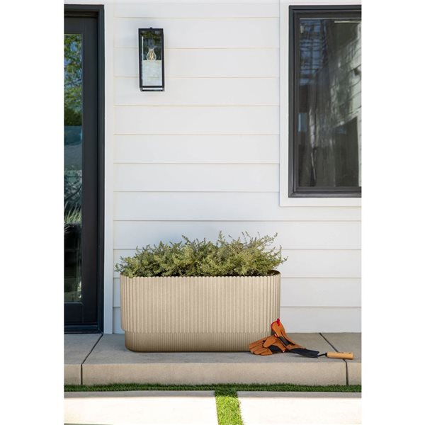 Veradek Demi Series 30-in Long Plastic-Stone Planter - Sand