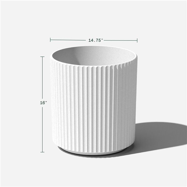 Veradek Demi Series 16-in Plastic-Stone Planter - White