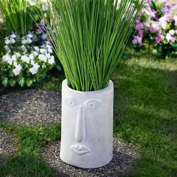 Northlight 12.25-in Ceramic Large Abstract Face Ceramic Outdoor Garden Planter