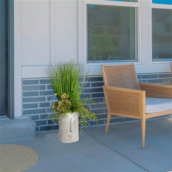 Northlight 12.25-in Ceramic Large Abstract Face Ceramic Outdoor Garden Planter