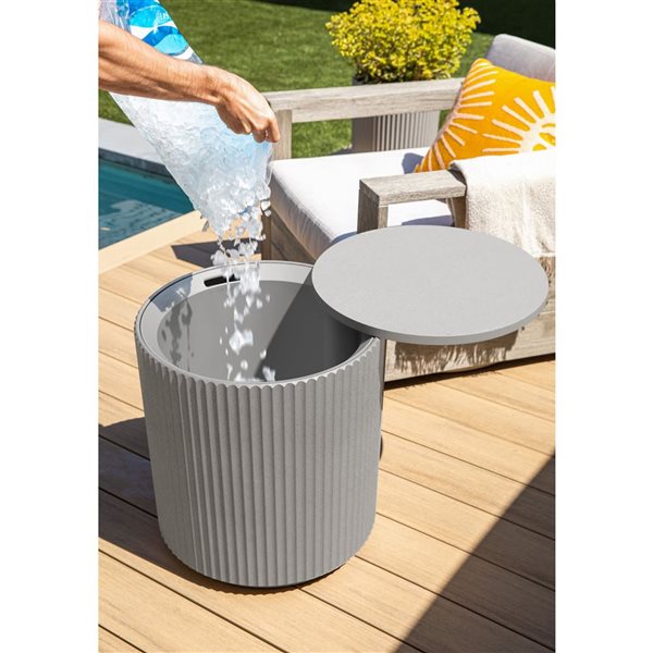 Veradek Round Plastic Chill Side Table - Grey
