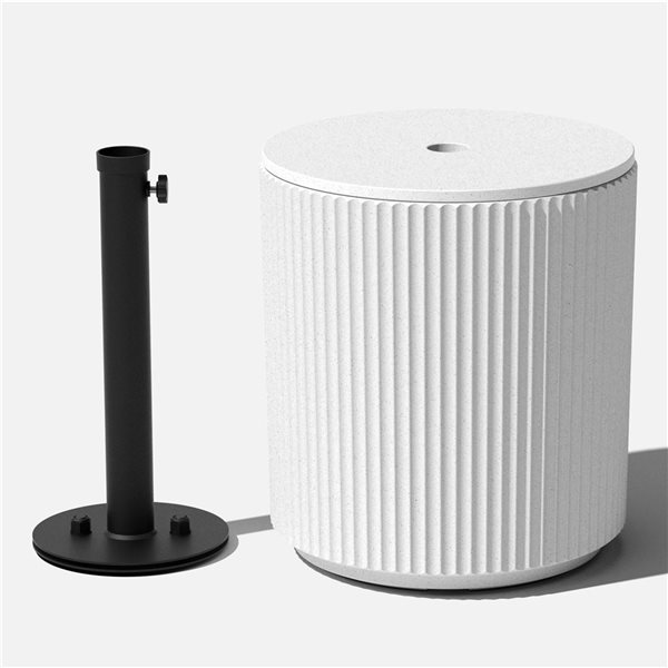 Veradek Round Metal Umbrella Side Table - White