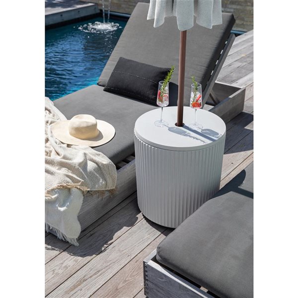 Veradek Round Metal Umbrella Side Table - White