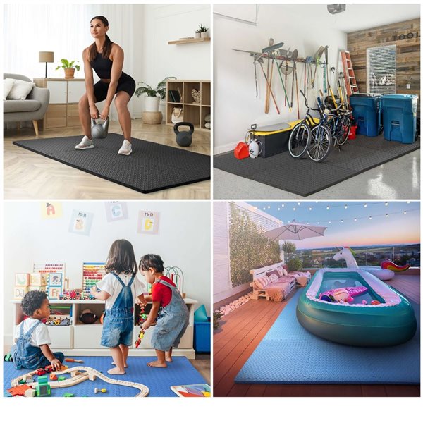 CAP Barbell 24 x 24 x 0.75-in Double-Sided Interlocking T-Pattern Foam Mat - Black - 18/Pack