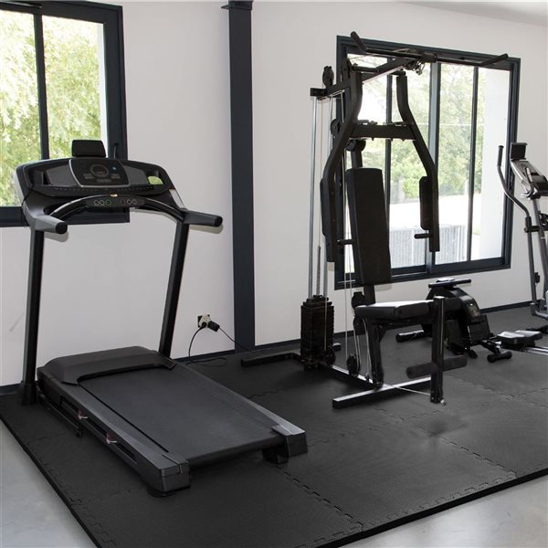 CAP Barbell 24 x 24 x 0.75-in Double-Sided Interlocking T-Pattern Foam Mat - Black - 18/Pack