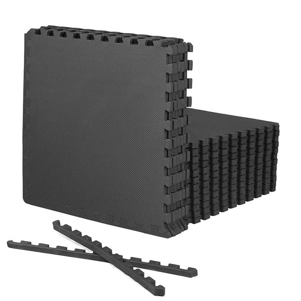 CAP Barbell 24 x 24 x 0.75-in Double-Sided Interlocking T-Pattern Foam Mat - Black - 18/Pack