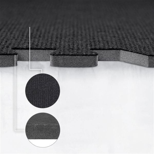 CAP Barbell Black 24 in. x 24 in. Interlocking Foam Carpet Mat Square 6 Pcs (24 sq. ft.)