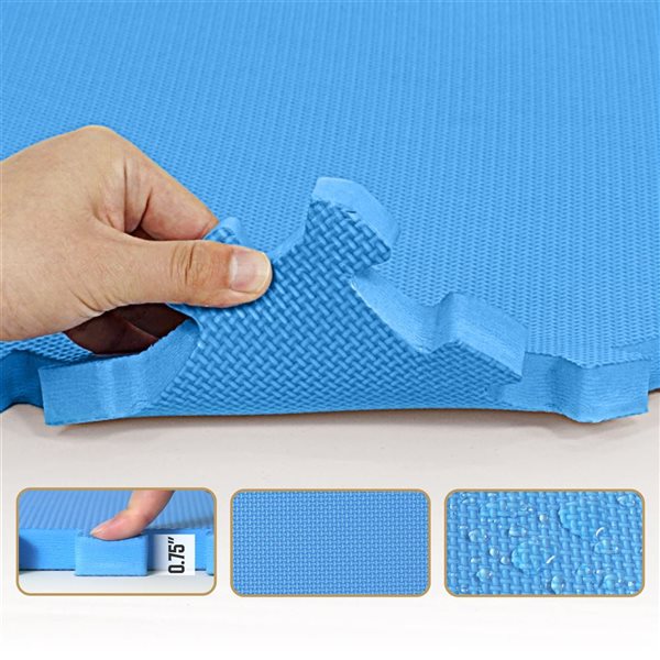CAP Barbell 24 x 24 x 0.75-in Double-Sided Interlocking T-Pattern Foam Mat - Blue - 18/Pack