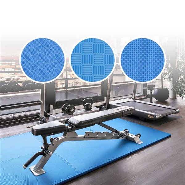 CAP Barbell 24 x 24 x 0.75-in Double-Sided Interlocking T-Pattern Foam Mat - Blue - 18/Pack
