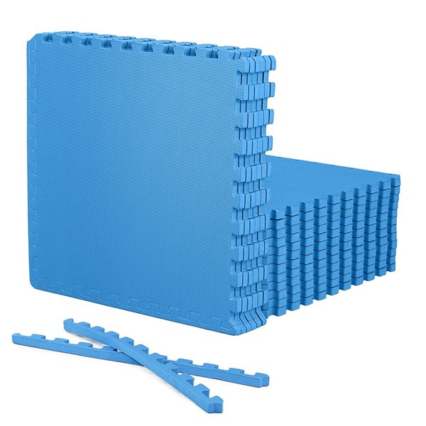 CAP Barbell 24 x 24 x 0.75-in Double-Sided Interlocking T-Pattern Foam Mat - Blue - 18/Pack