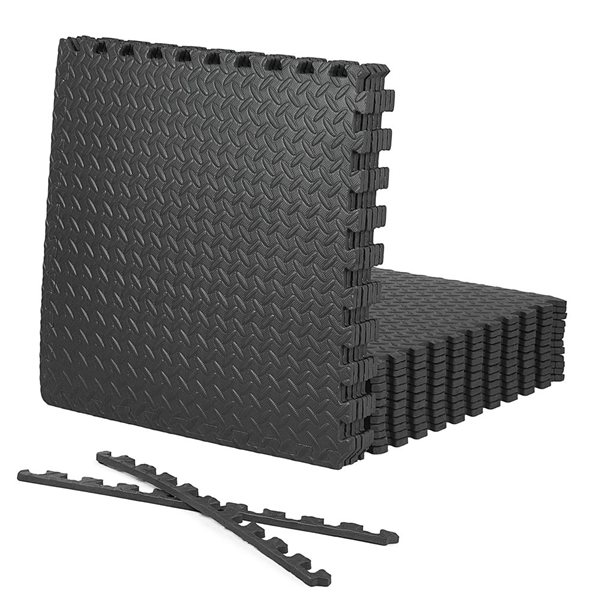 CAP Barbell 24 x 24 x 0.5-in Interlocking Diamond Foam Mat - Black - 18/Pack