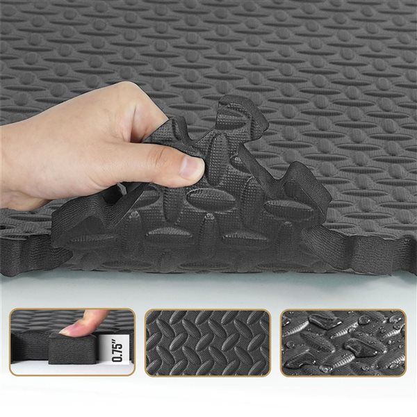 CAP Barbell 24 x 24 x 0.75-in Double-Sided Interlocking Diamond Texture Foam Mat - Black - 6/Pack