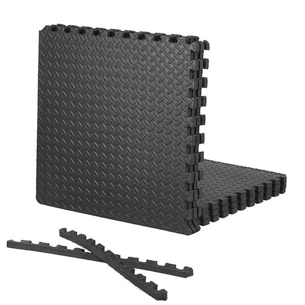 CAP Barbell 24 x 24 x 0.75-in Double-Sided Interlocking Diamond Texture Foam Mat - Black - 6/Pack