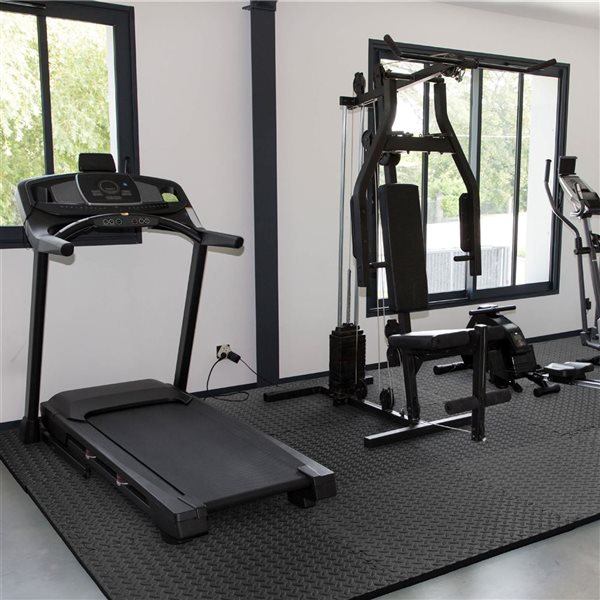 CAP Barbell 24 x 24 x 1-in Double-Sided Interlocking Diamond Texture Foam Mat - Black - 18/Pack