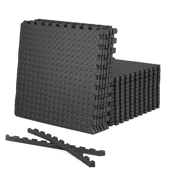 CAP Barbell 24 x 24 x 1-in Double-Sided Interlocking Diamond Texture Foam Mat - Black - 18/Pack