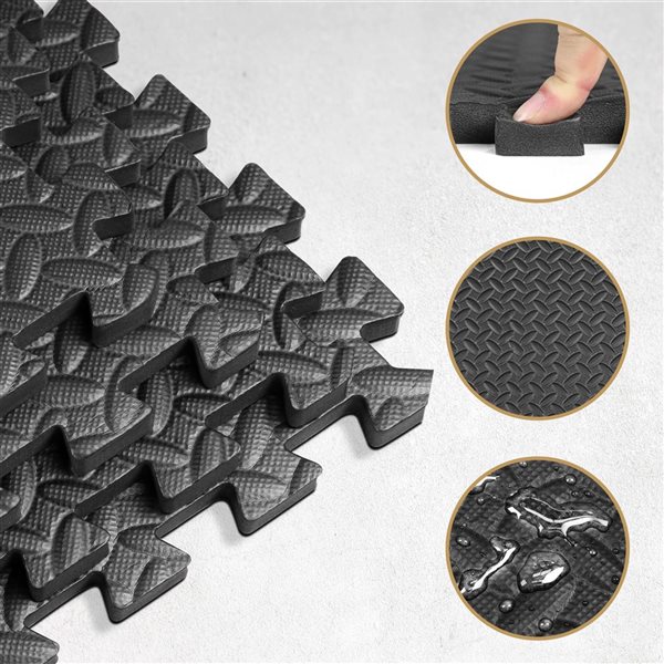 CAP Barbell 24 x 24 x 0.75-in Extra Thick Interlocking Foam Mat - Black - 18/Pack