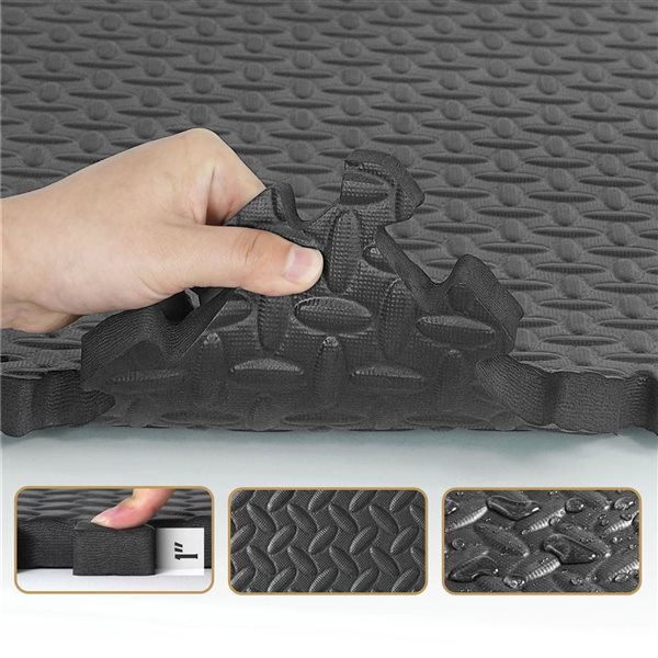 CAP Barbell 24 x 24 x 1-in Double-Sided Interlocking Foam Mat - Black - 6/Pack