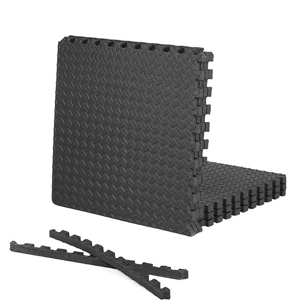 CAP Barbell 24 x 24 x 1-in Double-Sided Interlocking Foam Mat - Black - 6/Pack