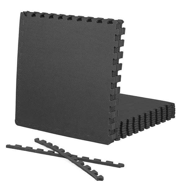 CAP Barbell 24 x 24 x 0.5-in T-Pattern Interlocking Foam Mat - Black - 12/Pack