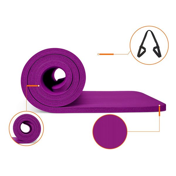 CAP Barbell 1/2-in High Density Rubber Exercise Yoga Mat with Strap - Wine