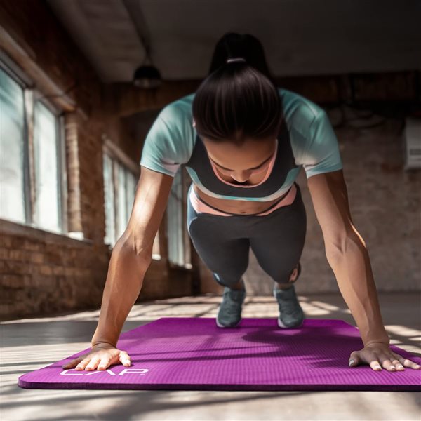 CAP Barbell 1/2-in High Density Rubber Exercise Yoga Mat with Strap - Wine