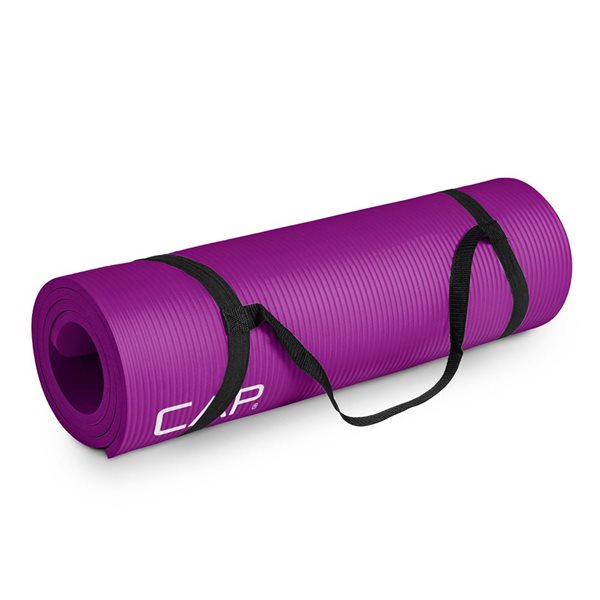 CAP Barbell 1/2-in High Density Rubber Exercise Yoga Mat with Strap - Wine