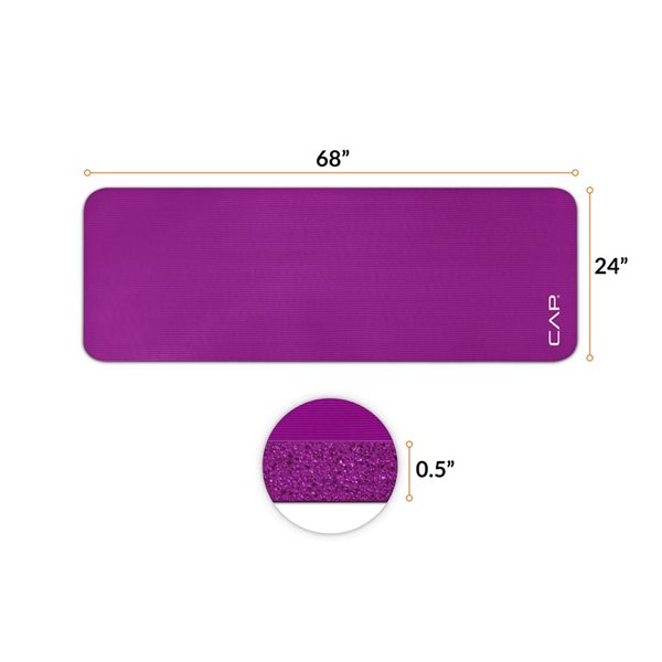 CAP Barbell 1/2-in High Density Rubber Exercise Yoga Mat with Strap - Wine