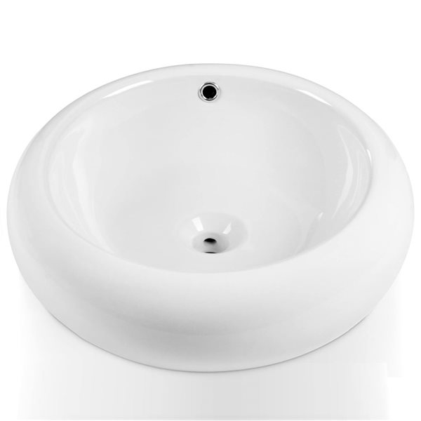 DeerValley Liberty 20.08-in Round Modern White Ceramic Bathroom Sink Vessel