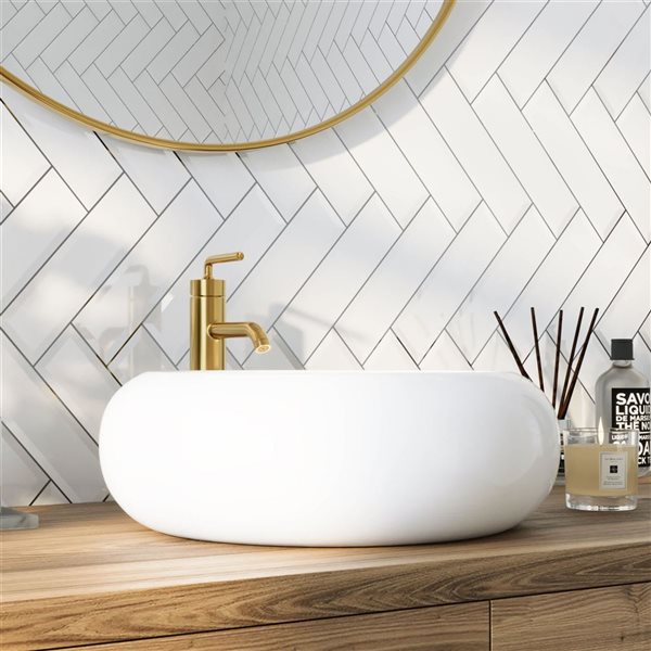 DeerValley Liberty 20.08-in Round Modern White Ceramic Bathroom Sink Vessel