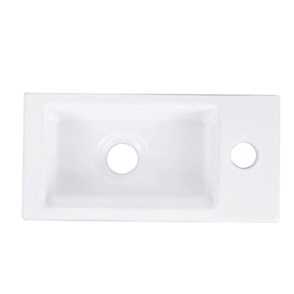 Liberty 14.57 X 7.09-In Wall-Mount Rectangular Modern White Ceramic Vessel Bathroom Sink, White/Tan