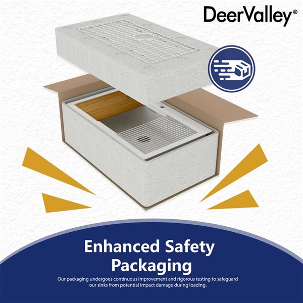 DeerValley 36-in L Fireclay Single Bowl Drop-In Workstation Kitchen Sink with Cutting Board and Drying Rack - White