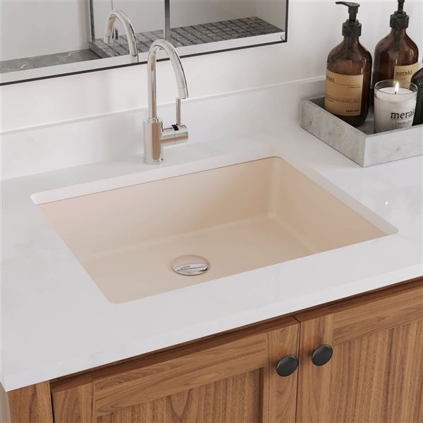 DeerValley 19.72 x 15.59-in Undermount Rectangular Modern Bone Ceramic Bathroom Sink
